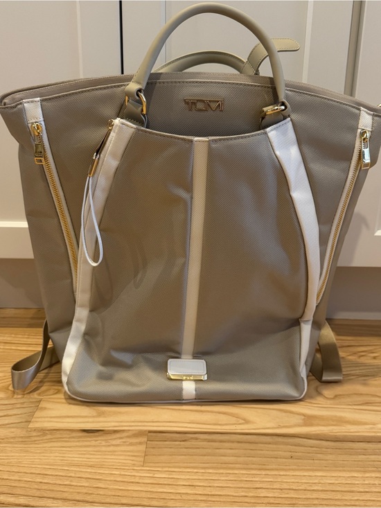 Tumi Handbags - Tumi Beige and White Tennis Raquet Backpack